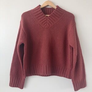 Massimo Dutti sweater wool cashmere blend Chunky knit Vneck women’s medium